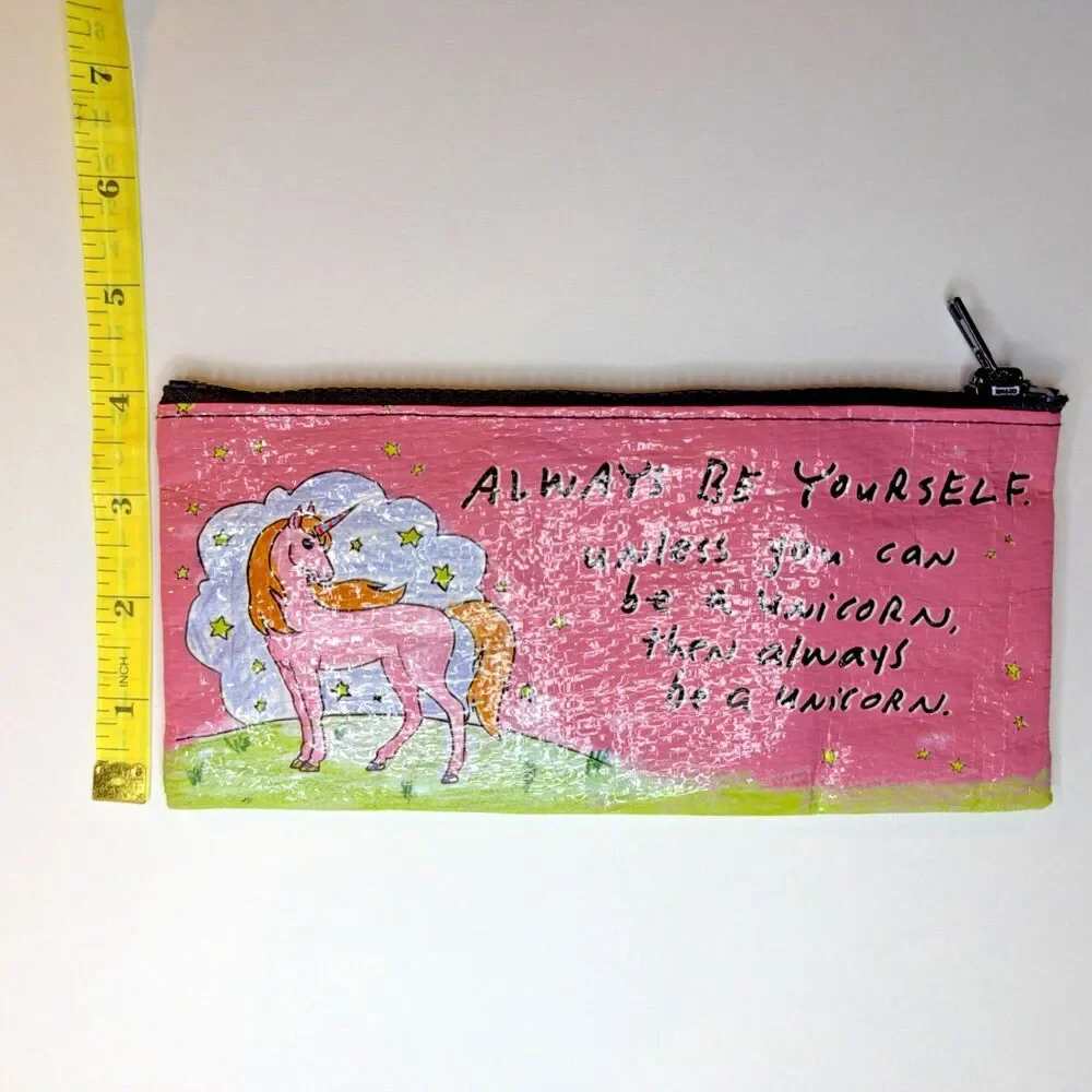 Blue Q Zipper Pouch Bag Always Be Yourself Unicorn Pencil Makeup Bag KA